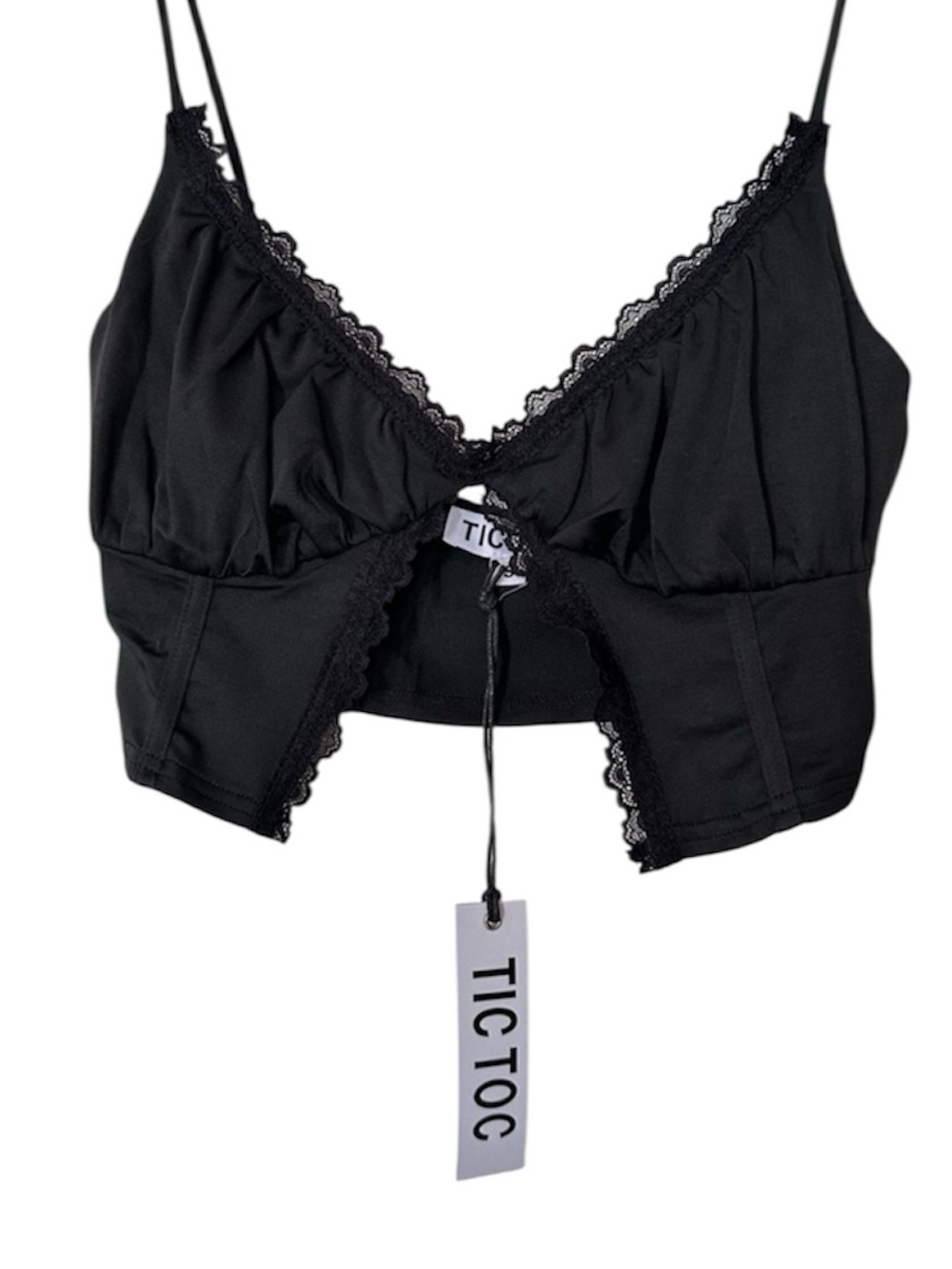 New Tic Toc Y2K Lace Trim Crop Top Size Small Whimsygoth Dark Romantic Gothic